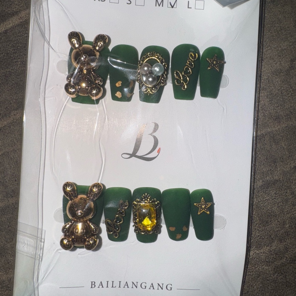 Green and Gold Kids Nail Art Set